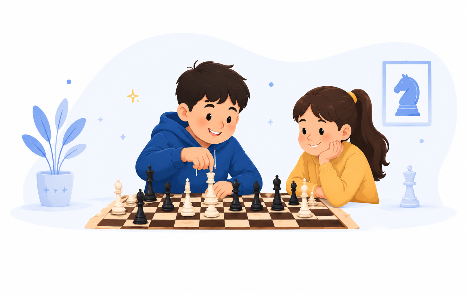 Boy playing chess
